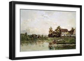 The Banks of the Seine at Portejoie, 1871-Charles Francois Daubigny-Framed Giclee Print