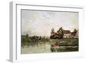 The Banks of the Seine at Portejoie, 1871-Charles Francois Daubigny-Framed Giclee Print