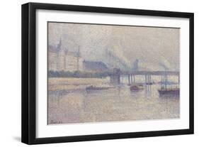 The Banks of the Seine River in Paris, 1893-Maximilien Luce-Framed Giclee Print