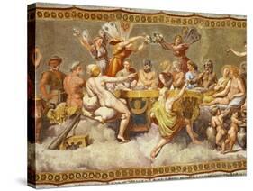 The Banquet of the Gods, Ceiling Painting of the Courtship and Marriage of Cupid and Psyche-Raphael-Stretched Canvas