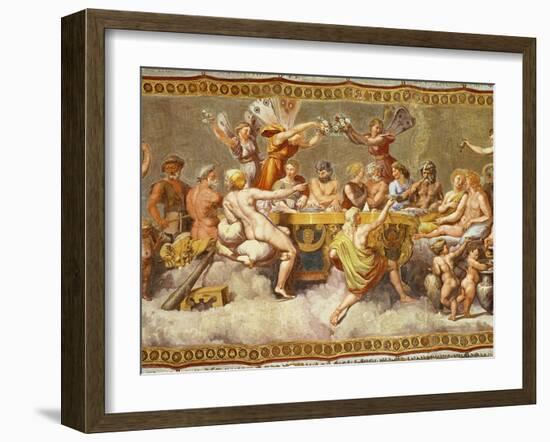 The Banquet of the Gods, Ceiling Painting of the Courtship and Marriage of Cupid and Psyche-Raphael-Framed Giclee Print