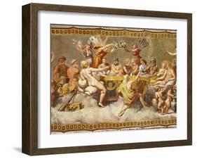 The Banquet of the Gods, Ceiling Painting of the Courtship and Marriage of Cupid and Psyche-Raphael-Framed Giclee Print