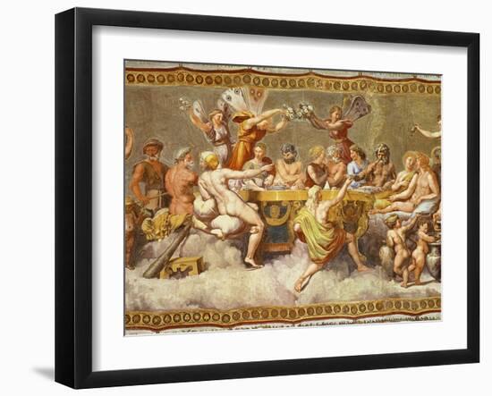 The Banquet of the Gods, Ceiling Painting of the Courtship and Marriage of Cupid and Psyche-Raphael-Framed Giclee Print