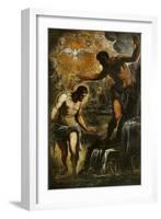 The Baptism of Christ, c.1589-Jacopo Robusti Tintoretto-Framed Giclee Print