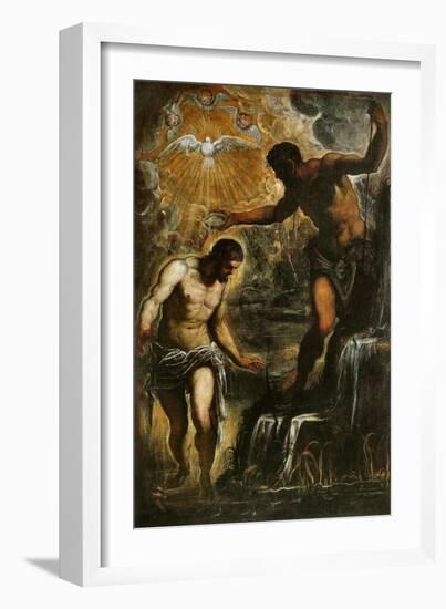 The Baptism of Christ, c.1589-Jacopo Robusti Tintoretto-Framed Giclee Print