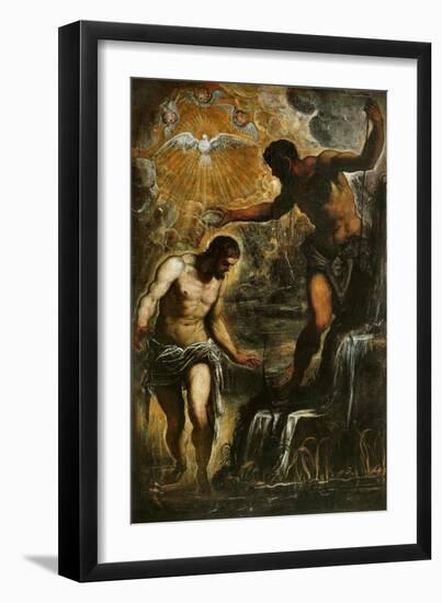 The Baptism of Christ, c.1589-Jacopo Robusti Tintoretto-Framed Premium Giclee Print