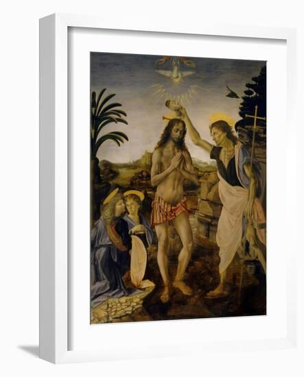 The Baptism of Christ, Ca 1470-1475-Leonardo da Vinci-Framed Giclee Print