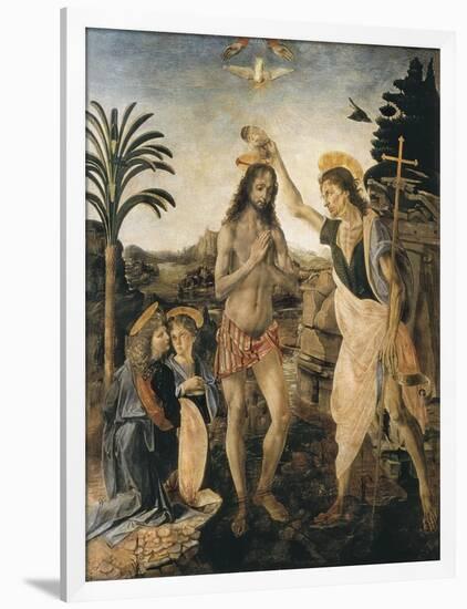 The Baptism of Christ-Andrea del Verrocchio-Framed Art Print