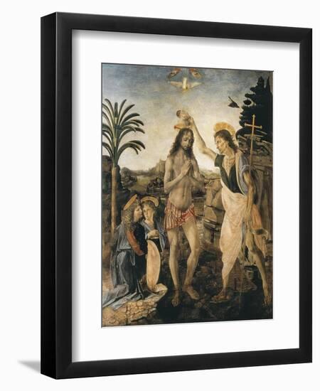 The Baptism of Christ-Andrea del Verrocchio-Framed Art Print