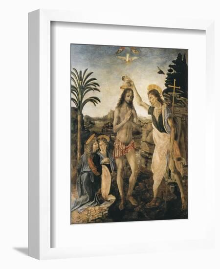 The Baptism of Christ-Andrea del Verrocchio-Framed Art Print