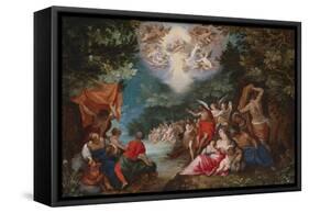 The Baptism of Christ-Jan Brueghel the Elder-Framed Stretched Canvas