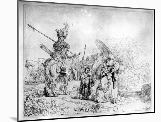 The Baptism of the Eunuch, 1641 (Etching)-Rembrandt van Rijn-Mounted Giclee Print