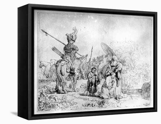 The Baptism of the Eunuch, 1641 (Etching)-Rembrandt van Rijn-Framed Stretched Canvas