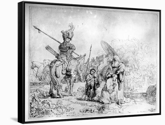 The Baptism of the Eunuch, 1641 (Etching)-Rembrandt van Rijn-Framed Stretched Canvas