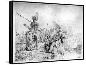 The Baptism of the Eunuch, 1641 (Etching)-Rembrandt van Rijn-Framed Stretched Canvas