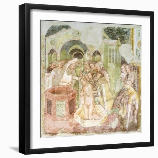 The Baptism of the Prince of England, Detail from the Fresco Legend of St Ursula, 1360-1366-Tommaso Da Modena Tommaso Da Modena-Framed Giclee Print