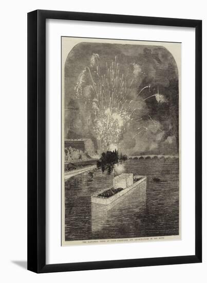 The Baptismal Fetes at Paris, Fireworks and Illuminations on the Seine-null-Framed Giclee Print