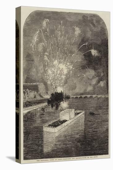 The Baptismal Fetes at Paris, Fireworks and Illuminations on the Seine-null-Stretched Canvas
