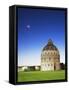 The Baptistery with Evening Moon in the Piazza Dei Miracoli, Pisa, Italy-Dennis Flaherty-Framed Stretched Canvas