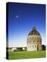 The Baptistery with Evening Moon in the Piazza Dei Miracoli, Pisa, Italy-Dennis Flaherty-Stretched Canvas