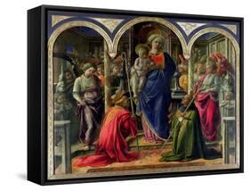 The Barbadori Altarpiece: Virgin and Child Surrounded by Angels with St. Frediano and St. Augustine-Fra Filippo Lippi-Framed Stretched Canvas