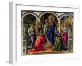 The Barbadori Altarpiece: Virgin and Child Surrounded by Angels with St. Frediano and St. Augustine-Fra Filippo Lippi-Framed Giclee Print