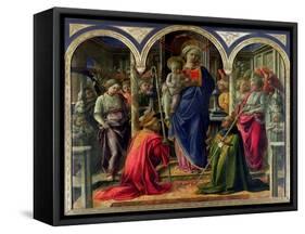 The Barbadori Altarpiece: Virgin and Child Surrounded by Angels with St. Frediano and St. Augustine-Fra Filippo Lippi-Framed Stretched Canvas