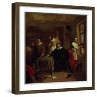 The Barber, Don Quixote's Niece, Priest and Housekeeper Purging Don Quixote's Library, Painting-John Michael Wright-Framed Giclee Print