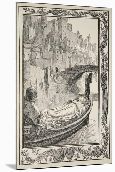 The Barge floated down the River, illustration from 'Stories of King Arthur and the Round Table'-Dora Curtis-Mounted Giclee Print