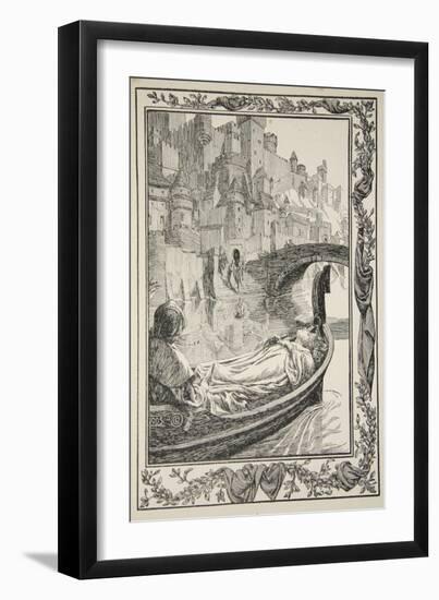 The Barge floated down the River, illustration from 'Stories of King Arthur and the Round Table'-Dora Curtis-Framed Giclee Print