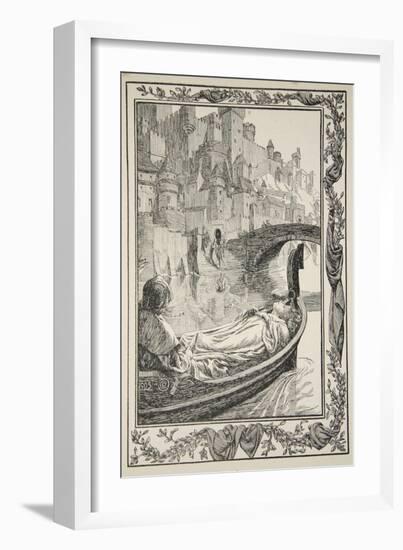 The Barge floated down the River, illustration from 'Stories of King Arthur and the Round Table'-Dora Curtis-Framed Giclee Print