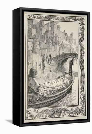 The Barge floated down the River, illustration from 'Stories of King Arthur and the Round Table'-Dora Curtis-Framed Stretched Canvas