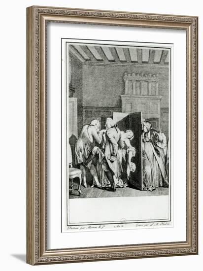 The Baron Saluted Candide with Some Notable Kicks on the Breech-Jean-Michel Moreau the Younger-Framed Giclee Print