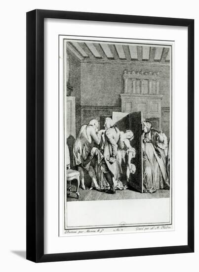 The Baron Saluted Candide with Some Notable Kicks on the Breech-Jean-Michel Moreau the Younger-Framed Giclee Print