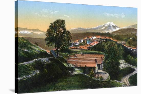 The Barracks with Distant Snow-Capped Mountains, Chakrata, India, Early 20th Century-null-Stretched Canvas