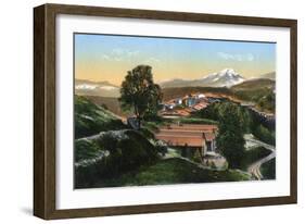The Barracks with Distant Snow-Capped Mountains, Chakrata, India, Early 20th Century-null-Framed Giclee Print