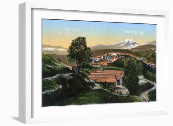 The Barracks with Distant Snow-Capped Mountains, Chakrata, India, Early 20th Century-null-Framed Giclee Print