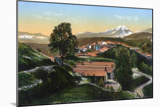 The Barracks with Distant Snow-Capped Mountains, Chakrata, India, Early 20th Century-null-Mounted Giclee Print