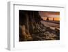 The basalt rock formations in the sea on Reynisfjara Beach in Vik, Iceland at sunrise.-Alex Saberi-Framed Photographic Print