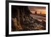 The basalt rock formations in the sea on Reynisfjara Beach in Vik, Iceland at sunrise.-Alex Saberi-Framed Photographic Print