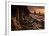 The basalt rock formations in the sea on Reynisfjara Beach in Vik, Iceland at sunrise.-Alex Saberi-Framed Photographic Print