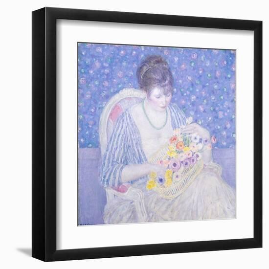 The Basket of Flowers, 1913-17-Frederick Carl Frieseke-Framed Art Print