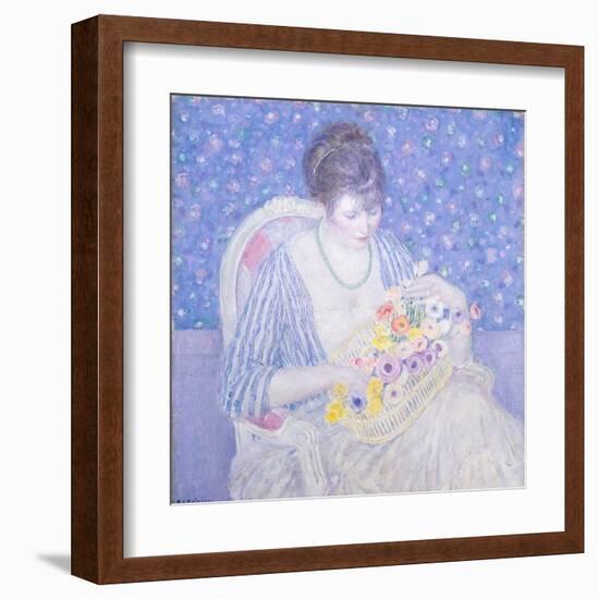 The Basket of Flowers, 1913-17-Frederick Carl Frieseke-Framed Art Print