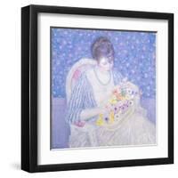 The Basket of Flowers, 1913-17-Frederick Carl Frieseke-Framed Art Print