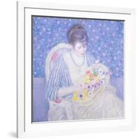 The Basket of Flowers, 1913-17-Frederick Carl Frieseke-Framed Art Print