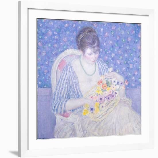 The Basket of Flowers, 1913-17-Frederick Carl Frieseke-Framed Art Print