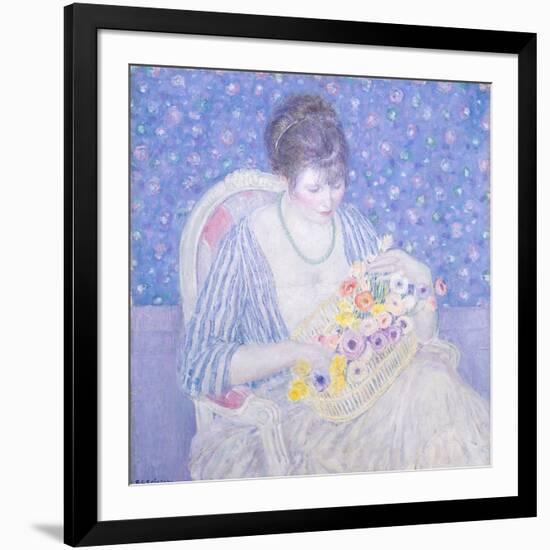 The Basket of Flowers, 1913-17-Frederick Carl Frieseke-Framed Art Print