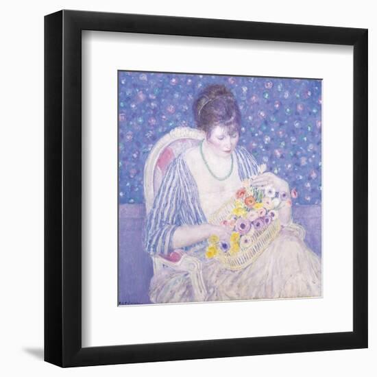 The Basket Of Flowers, c.1913-1917-Frederick Carl Frieseke-Framed Premium Giclee Print