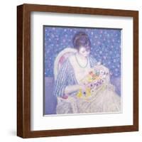 The Basket Of Flowers, c.1913-1917-Frederick Carl Frieseke-Framed Premium Giclee Print