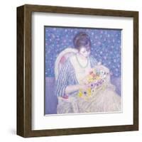 The Basket Of Flowers, c.1913-1917-Frederick Carl Frieseke-Framed Premium Giclee Print